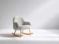 Mecedoras tapizadas 76 x 84 x 90 cm - gris claro y madera natural - diseño moderno con base curva de madera