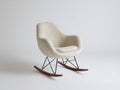 Mecedoras tapizada de tela 82 x 78 x 85 cm - blanco - sillón balancín moderno con base de madera para salón dormitorio y lectura