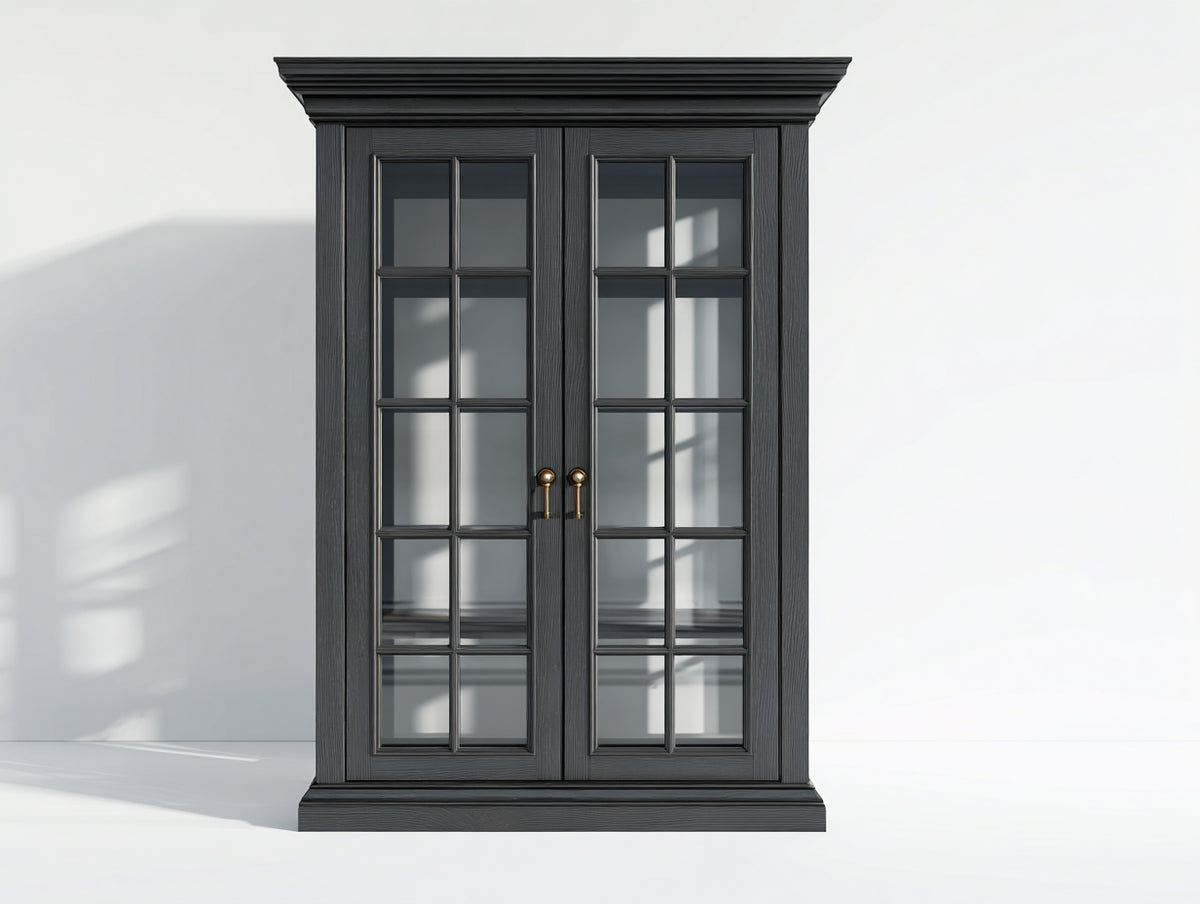 Vitrinas de madera 120 x 45 x 190 cm - negro - diseño clásico con puertas de cristal