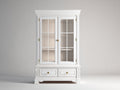 Vitrinas de madera 120x40x200 cm - color blanco - diseño clásico moderno con 2 puertas de cristal y 2 cajones