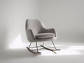 Mecedoras tapizadas 78 x 86 x 91 cm - gris claro y negro - diseño moderno con base curva metálica