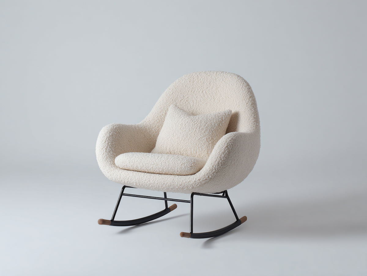 Mecedoras tapizada de tela 85 x 80 x 90 cm - blanco - sillón balancín moderno para salón dormitorio y lectura