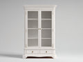 Vitrinas de madera 120 x 40 x 200 cm - blanco - vitrina con 2 puertas de cristal y 2 cajones inferiores de estilo clásico