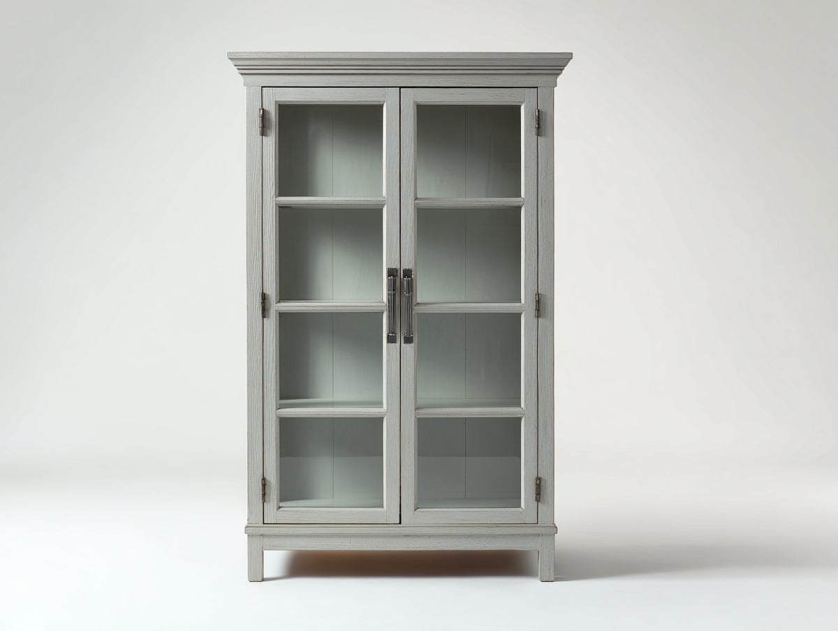 Vitrinas de madera 100x40x190 cm - color blanco - diseño clásico con 2 puertas de cristal