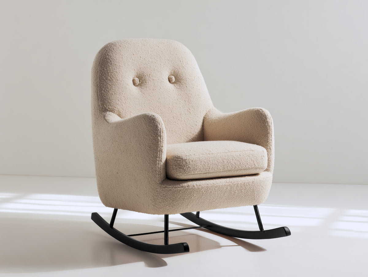 Mecedoras mecedora tapizada de tela bouclé 75x85x95 cm - color beige - estilo moderno