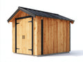 Casetas de jardín 280x220x230 cm - madera natural y negra - con puerta doble - diseño moderno exterior