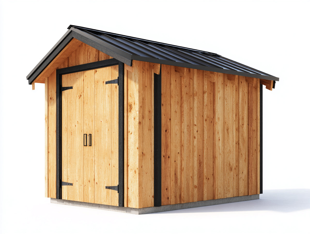 Casetas de jardín 280x220x230 cm - madera natural y negra - con puerta doble - diseño moderno exterior
