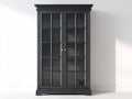 Vitrinas vitrina de madera con puertas de cristal 120x40x200 cm - color negro - estilo clásico