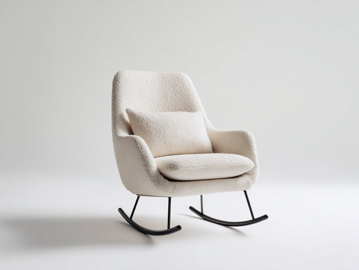 Mecedoras 80x85x105 cm - tejido bouclé - color blanco - diseño moderno con base de balanceo