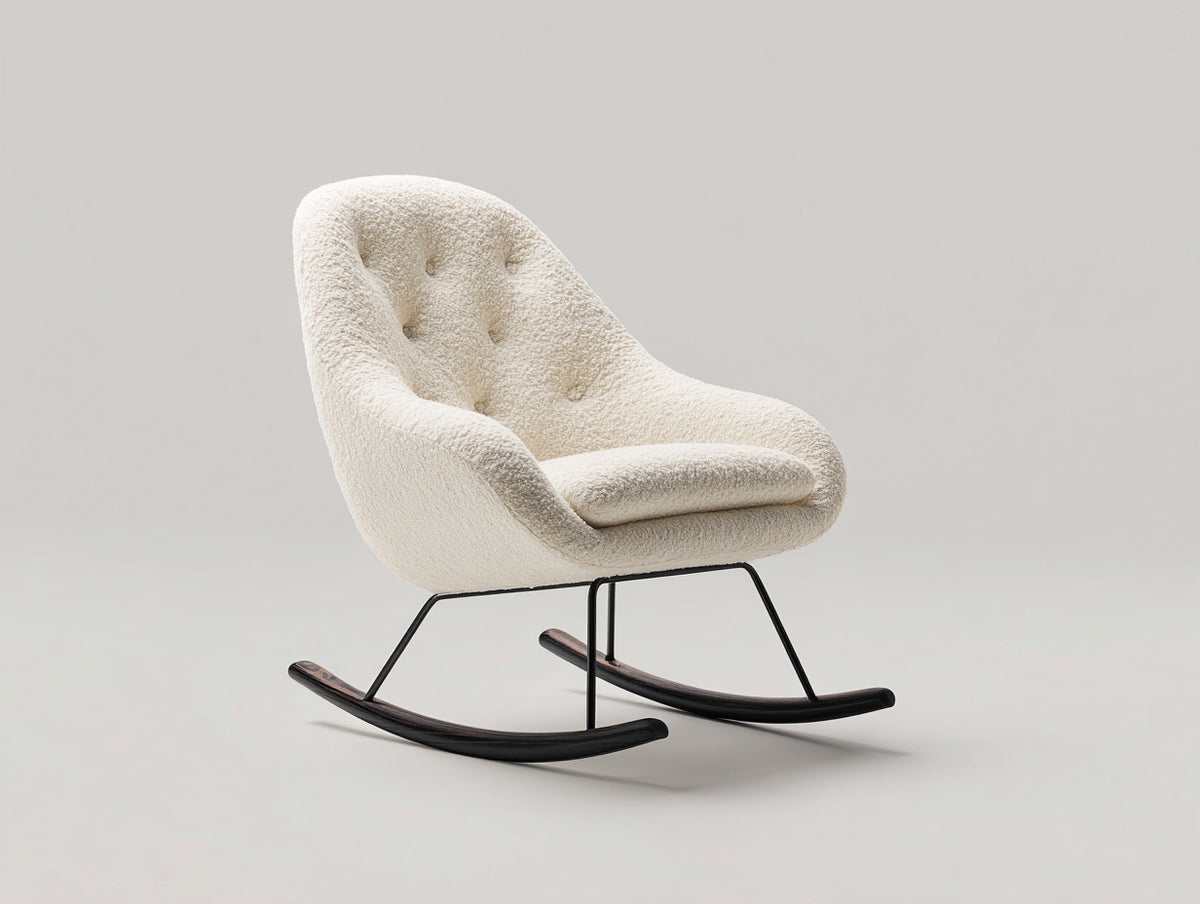 Mecedoras 82x88x92 cm - tapizado blanco crema - balancín moderno para salón - diseño ergonómico
