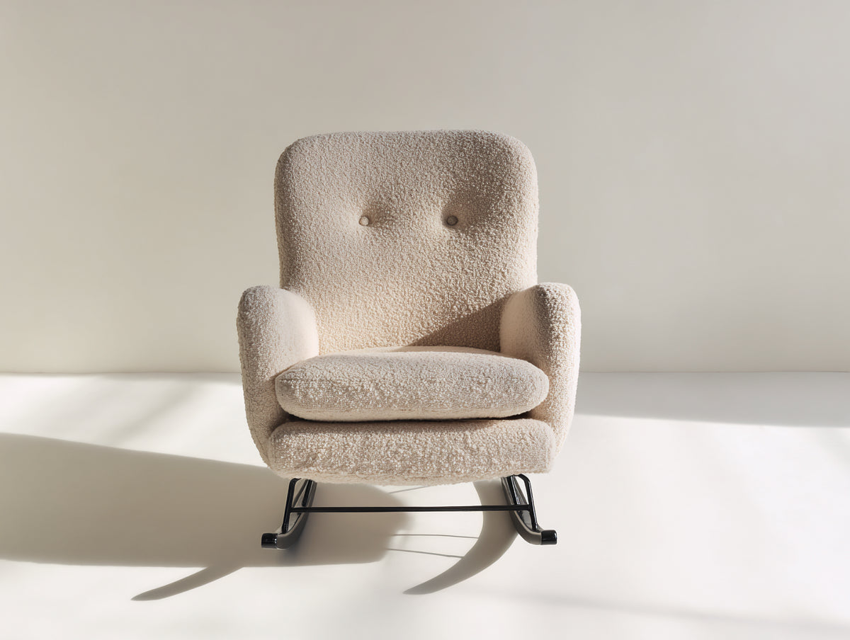 Mecedoras tapizada de tela 75 x 85 x 95 cm - beige - sillón balancín moderno para salón dormitorio y lectura