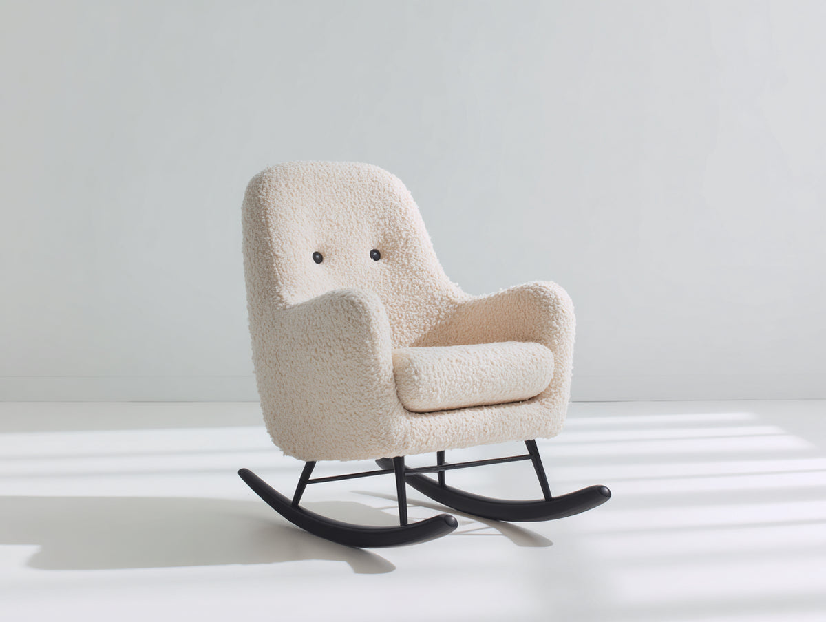 Mecedoras 80x85x90 cm - tapizado crema - balancín moderno para salón - asiento confortable