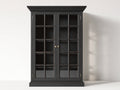 Vitrinas 120x40x190 cm - madera negra - con 2 puertas de cristal - diseño clásico para salón