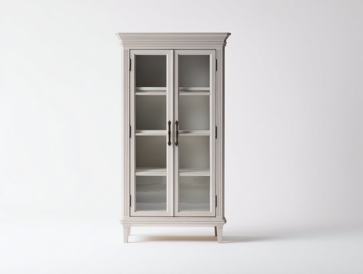 Vitrinas de madera 100 x 42 x 185 cm - blanco roto - diseño clásico con puertas de cristal