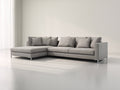 Sofás de esquina tapizados 300 x 200 x 82 cm - gris claro - diseño moderno con chaise longue y patas metálicas